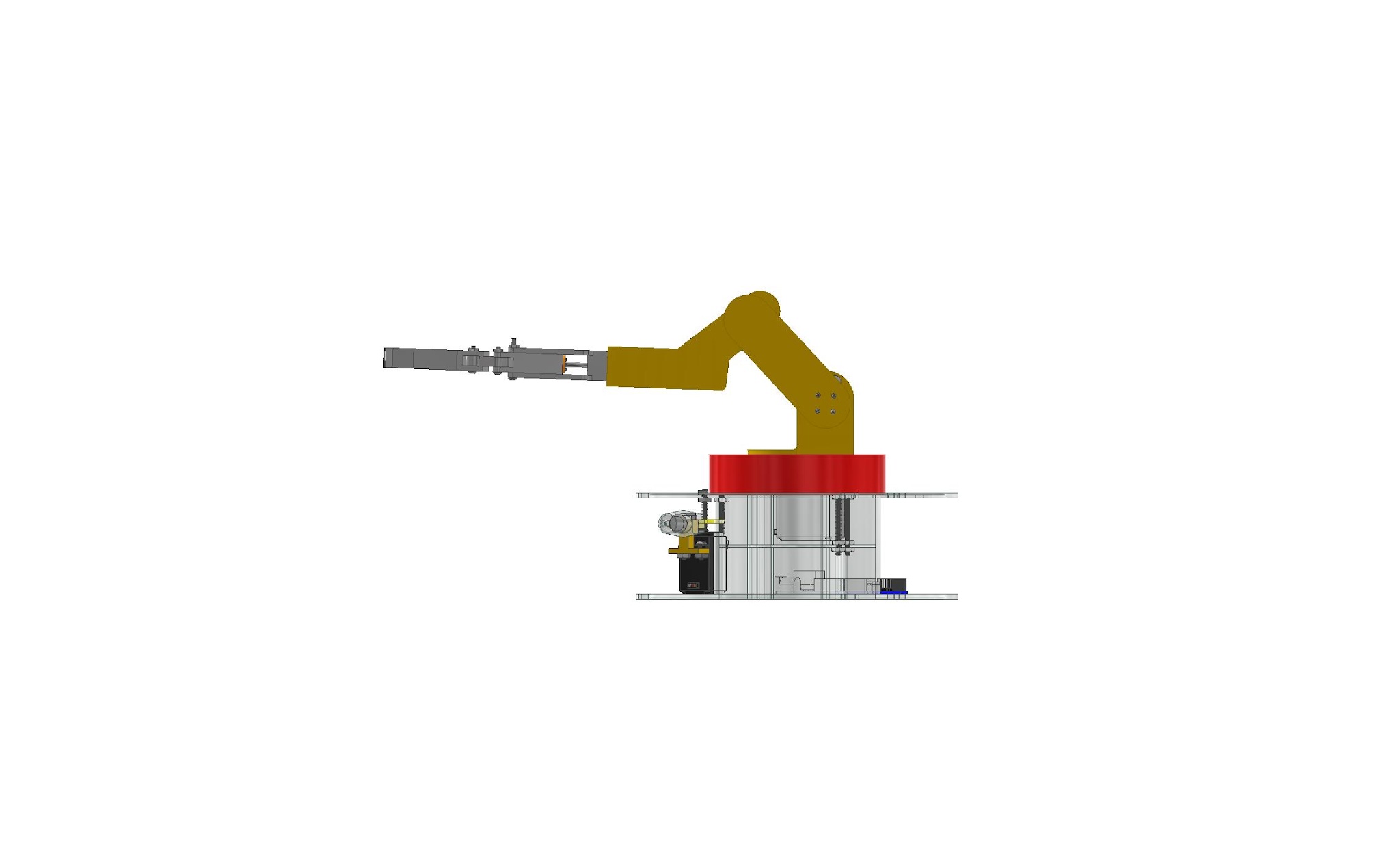 CAD side elevation of the arm fully extended